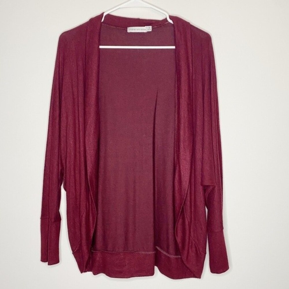 Paper Crane Maroon Cardigan Dolman Open Front Sweater Size Small